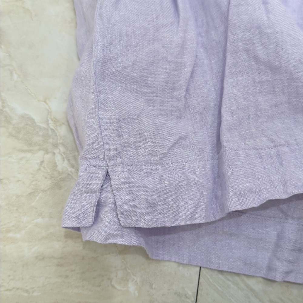 Lands' End Women's Short Sleeve 100% Linen Top Casual Blouse Purple Small - Picture 4 of 10